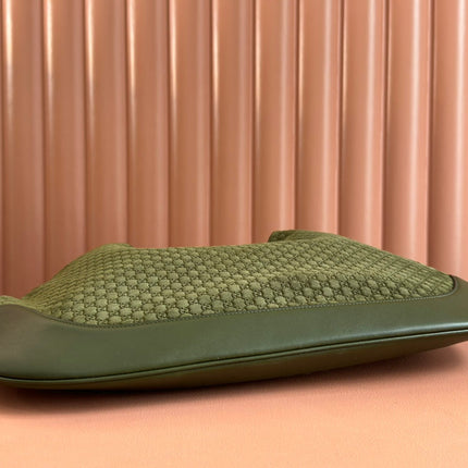 B LARGE SHOULDER BAG 49 IN ARMY GREEN GG EMBOSSED SUEDE