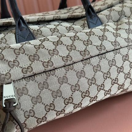 GG SMALL DUFFLE BAG 42 IN BEIGE AND DARK BROWN GG CANVAS