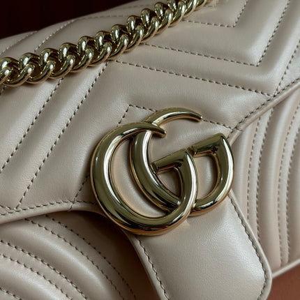 MARMONT MEDIUM SHOUDER BAG 26 IN LIGHT BEIGE CALFSKIN