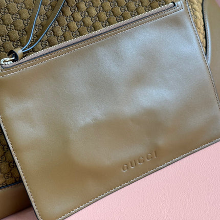 B LARGE SHOULDER BAG 49 IN SEAWEED GREEN GG EMBOSSED SUEDE