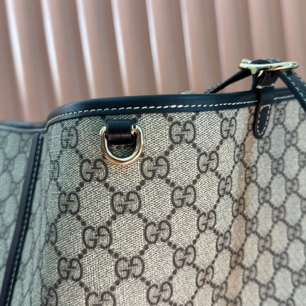 GUCCI 25S EMBLEM LARGE BAG 46 IN DARK BROWN AND BLACK CALFSKIN