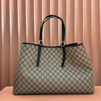 GUCCI 25S EMBLEM LARGE BAG 46 IN DARK BROWN AND BLACK CALFSKIN