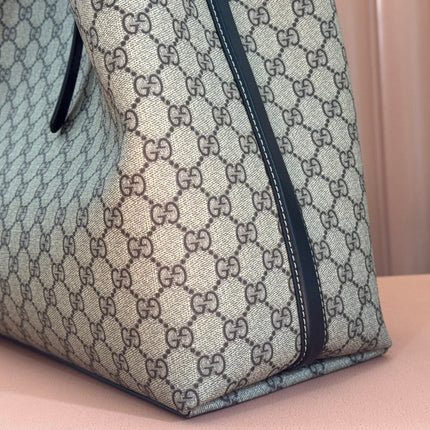 GUCCI 25S EMBLEM LARGE BAG 46 IN DARK BROWN AND BLACK CALFSKIN