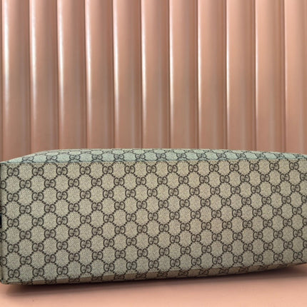 GUCCI 25S EMBLEM LARGE BAG 46 IN DARK BROWN AND BLACK CALFSKIN