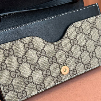 EMBLEM WALLET GG MONOGRAM 20 IN DARK BROWN AND BLACK CALFSKIN