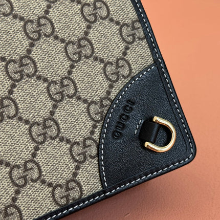 EMBLEM WALLET GG MONOGRAM 20 IN DARK BROWN AND BLACK CALFSKIN