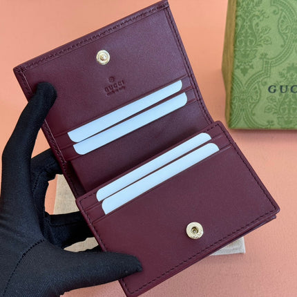 HORSEBIT 1955 CARD CASE WALLET 11 IN BEIGE DARK BROWN NEW GG AND ROSSO ANCORA RED CALFSKIN