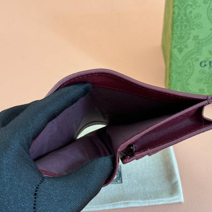 HORSEBIT 1955 CARD CASE WALLET 11 IN BEIGE DARK BROWN NEW GG AND ROSSO ANCORA RED CALFSKIN