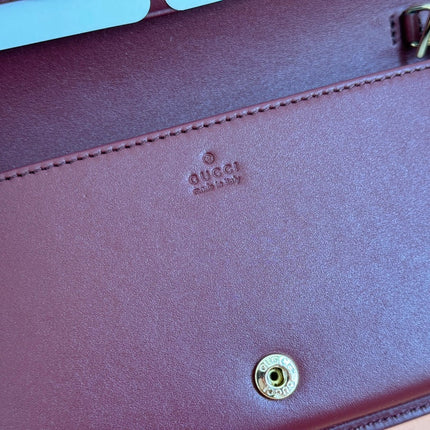 HORSEBIT 1955 WALLET ON CHAIN 19 IN BEIGE DARK BROWN NEW GG AND ROSSO ANCORA RED CALFSKIN