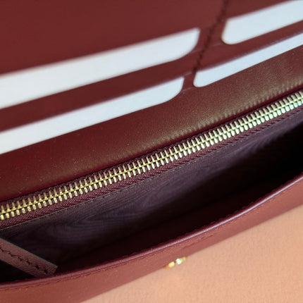 HORSEBIT 1955 WALLET ON CHAIN 19 IN BEIGE DARK BROWN NEW GG AND ROSSO ANCORA RED CALFSKIN