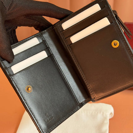 MEDIUM DOUBLE G WALLET 11.5 IN BLACK SMOOTH CALFSKIN