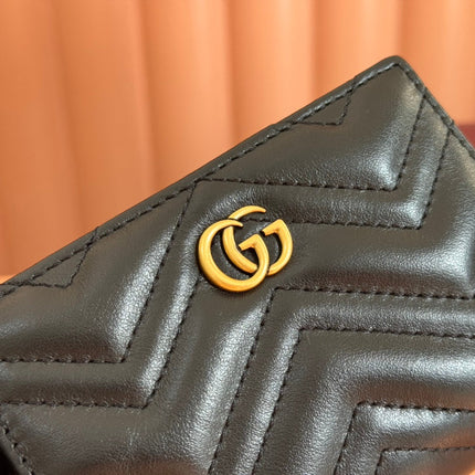 MEDIUM DOUBLE G WALLET 11.5 IN BLACK SMOOTH CALFSKIN