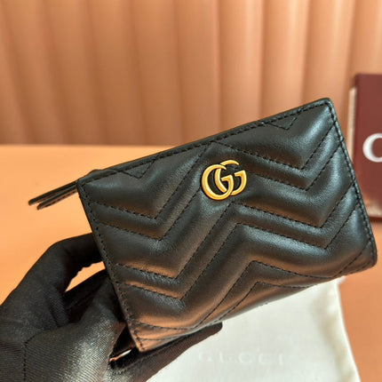 MEDIUM DOUBLE G WALLET 11.5 IN BLACK SMOOTH CALFSKIN