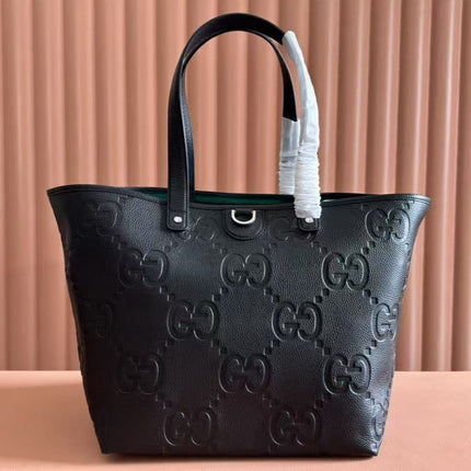 EMBLEM MEDIUM TOTE BAG 30 IN BLACK GG CALFSKIN