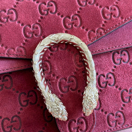 DIONYSUS MEDIUM SHOULDER BAG 27.5 IN ROSSO ANCORA RED GG SUEDE