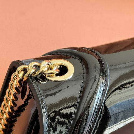 SMALL BLONDIE SHOULDER BAG 21.5 IN BLACK PATENT CALFSKIN