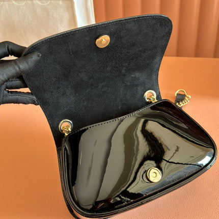 SMALL BLONDIE SHOULDER BAG 21.5 IN BLACK PATENT CALFSKIN