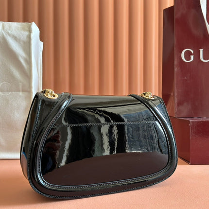 MEDIUM BLONDIE SHOULDER BAG 26.5 IN BLACK PATENT CALFSKIN