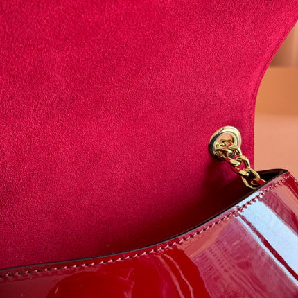 SMALL BLONDIE SHOULDER BAG 21.5 IN RED PATENT CALFSKIN