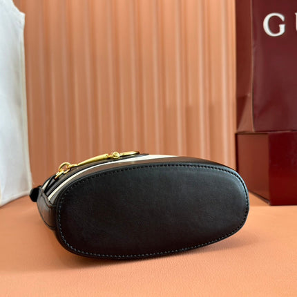 73 SMALL BUCKET BAG 20 IN NATURAL CANVAS AND BLACK CALFSKIN