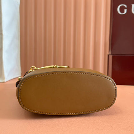 73 SMALL BUCKET BAG 20 IN BROWN SMOOTH CALFSKIN