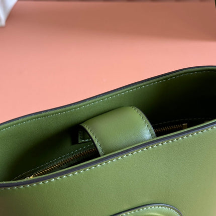 73 SMALL BUCKET BAG 20 IN GREEN SMOOTH CALFSKIN