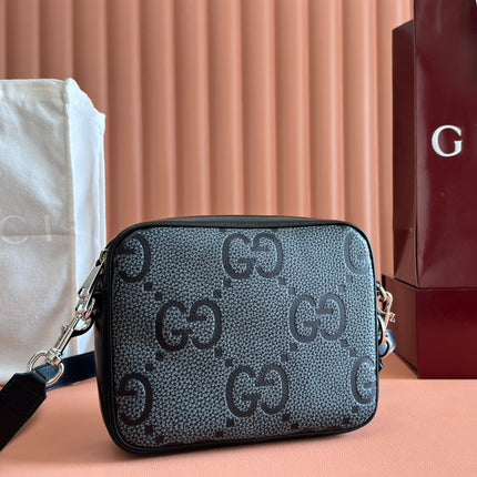 SMALL JUMBO CROSSBODY 23 IN GREY AND BLACK GRAINY GG LAMBSKIN