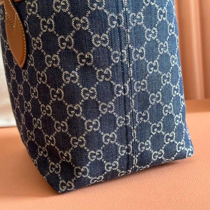 SMALL TOTISSIMA REVERSIBLE TOTE 22 IN DARK BLUE DENIM ONE SIDE BLUE SUEDE
