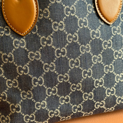 SMALL TOTISSIMA REVERSIBLE TOTE 22 IN DARK BLUE DENIM ONE SIDE BLUE SUEDE