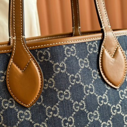 SMALL TOTISSIMA REVERSIBLE TOTE 22 IN DARK BLUE DENIM ONE SIDE BLUE SUEDE