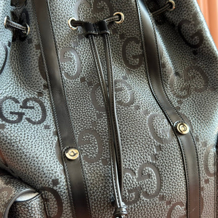 LARGE BACKPACK JUMBO 41 IN GREY AND BLACK GRAINY GG LAMBSKIN