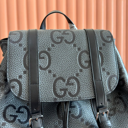 LARGE BACKPACK JUMBO 41 IN GREY AND BLACK GRAINY GG LAMBSKIN