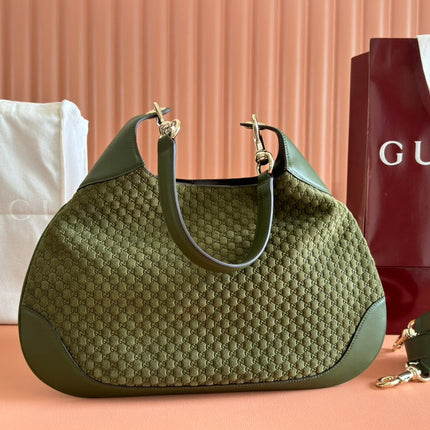 MEDIUM B SHOULDER BAG 42 IN DARK GREEN GG SUEDE