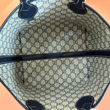 SMALL TOTISSIMA REVERSIBLE TOTE 22 IN DARK BLUE DENIM ONE SIDE BEIGE AND BLUE CALFSKIN ON THE OTHER