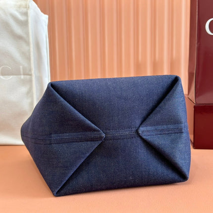 SMALL TOTISSIMA REVERSIBLE TOTE 22 IN DARK BLUE DENIM ONE SIDE BEIGE AND BLUE CALFSKIN ON THE OTHER