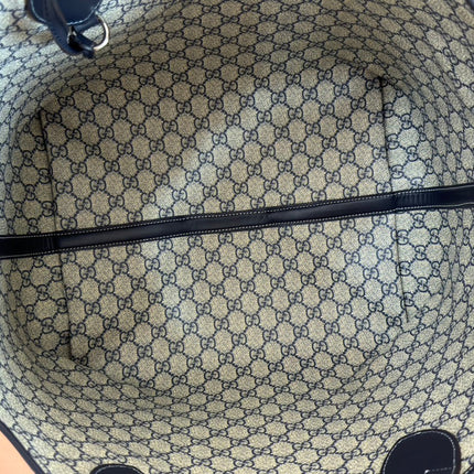 LARGE TOTISSIMA REVERSIBLE TOTE 30.5 IN DARK BLUE DENIM ONE SIDE BEIGE AND BLUE CALFSKIN ON THE OTHER