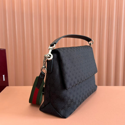 LARGE CROSSBODY BAG 36 IN BLACK CANVAS