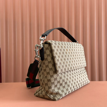 LARGE CROSSBODY BAG 36 IN BEIGE AND DARK BROWN CANVAS MONOGRAM LOGO