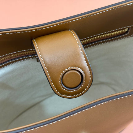 73 MEDIUM BUCKET BAG 27.5 IN BROWN SMOOTH CALFSKIN