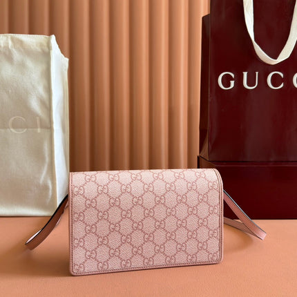 EMBLEM WALLET GG MONOGRAM 20 IN LIGHT PINK SMOOTH CALFSKIN