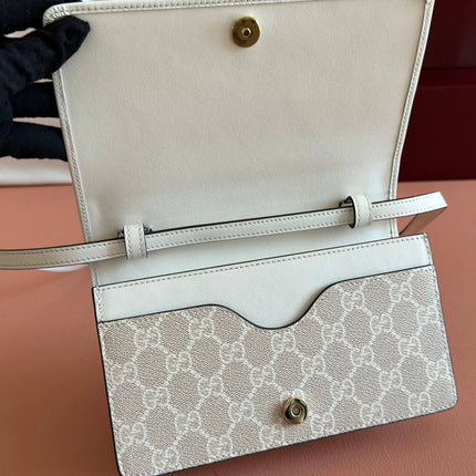 EMBLEM WALLET GG MONOGRAM 20 IN BEIGE AND WHITE SMOOTH CALFSKIN