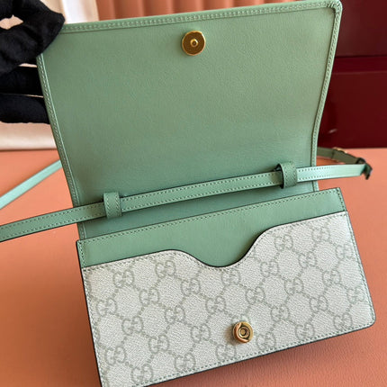 EMBLEM WALLET GG MONOGRAM 20 IN SAGE GREEN SMOOTH CALFSKIN