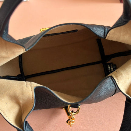 MEDIUM SOFTBIT MAXI SHOULDER BAG 27.5 IN BLACK GRAINY LAMBSKIN