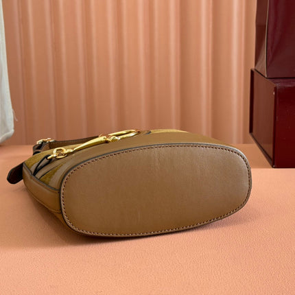 73 SMALL BUCKET BAG 20 IN BROWN SOFT SUEDE AND CALFSKIN