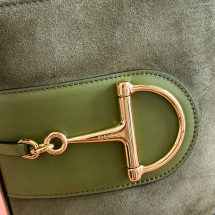 73 SMALL BUCKET BAG 20 IN GREEN SOFT SUEDE AND CALFSKIN