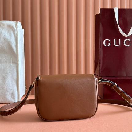 SMALL HORSEBIT 1955 SHOULDER BAG 20 IN BROWN SOFT CALFSKIN LIGHT GOLD HARDWARE