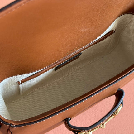 SMALL HORSEBIT 1955 SHOULDER BAG 20 IN BROWN SOFT CALFSKIN LIGHT GOLD HARDWARE