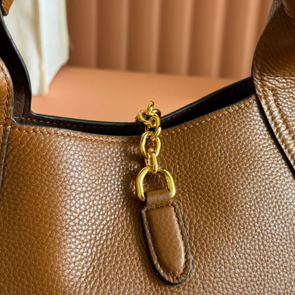 MEDIUM SOFTBIT MAXI SHOULDER BAG 27.5 IN BROWN GRAINY LAMBSKIN