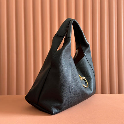 SOFTBIT MAXI SHOULDER BAG 46 IN BLACK GRAINY LAMBSKIN