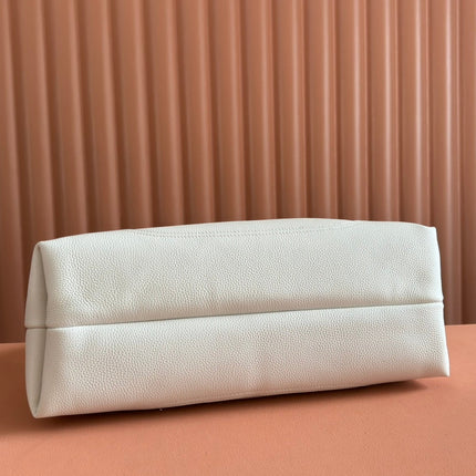 SOFTBIT MAXI SHOULDER BAG 46 IN WHITE GRAINY LAMBSKIN